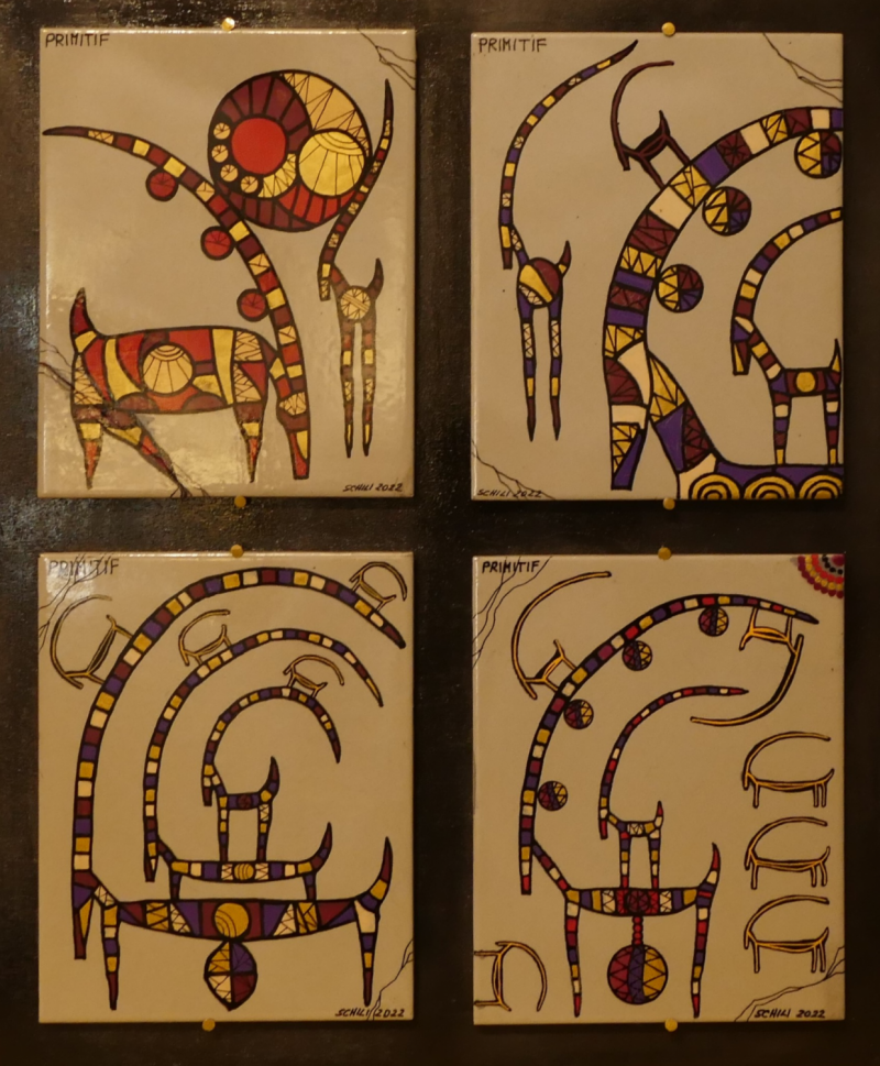 2023 PRIMITIF acrilico su piastrelle e legno cm 49 x 60..........euro 500