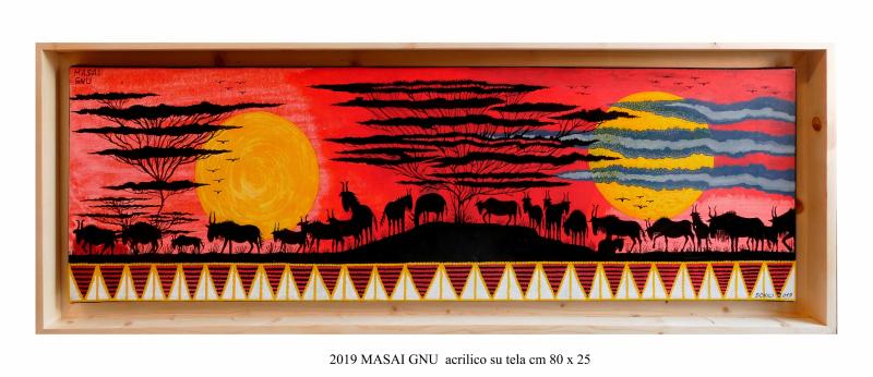 2019  MASAI  GNU acrilico su tela cm 80 x 25..................euro 500