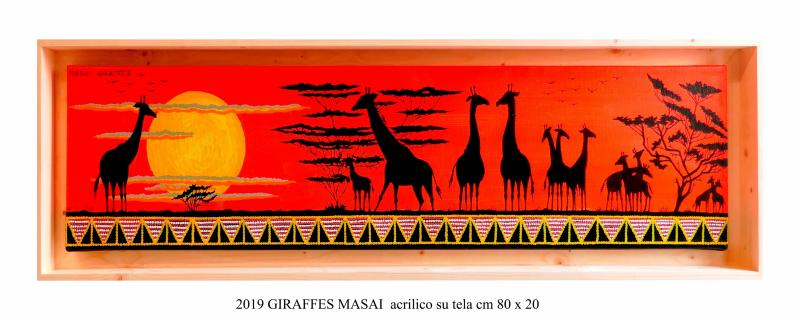 2019  MASAI  GIRAFFES acrilico su tela cm 80 x 20..................euro 400